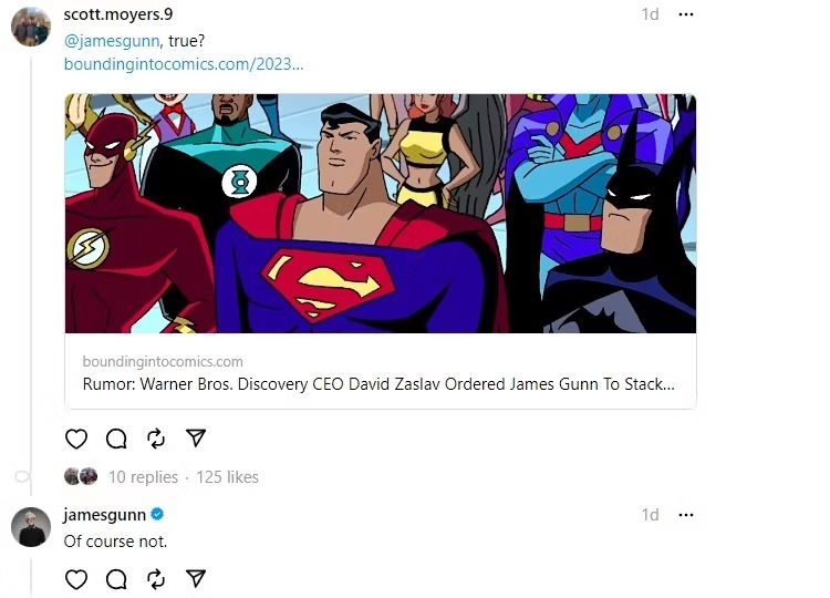 James Gunn wijst 'Justice League'-geruchten resoluut van de hand