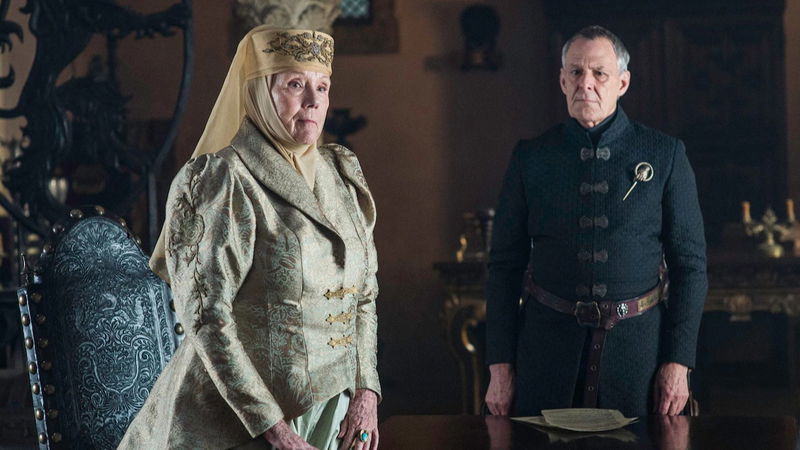 Diana Rigg als Olenna Tyrell in *Game of Thrones*. Afbeelding via HBO
