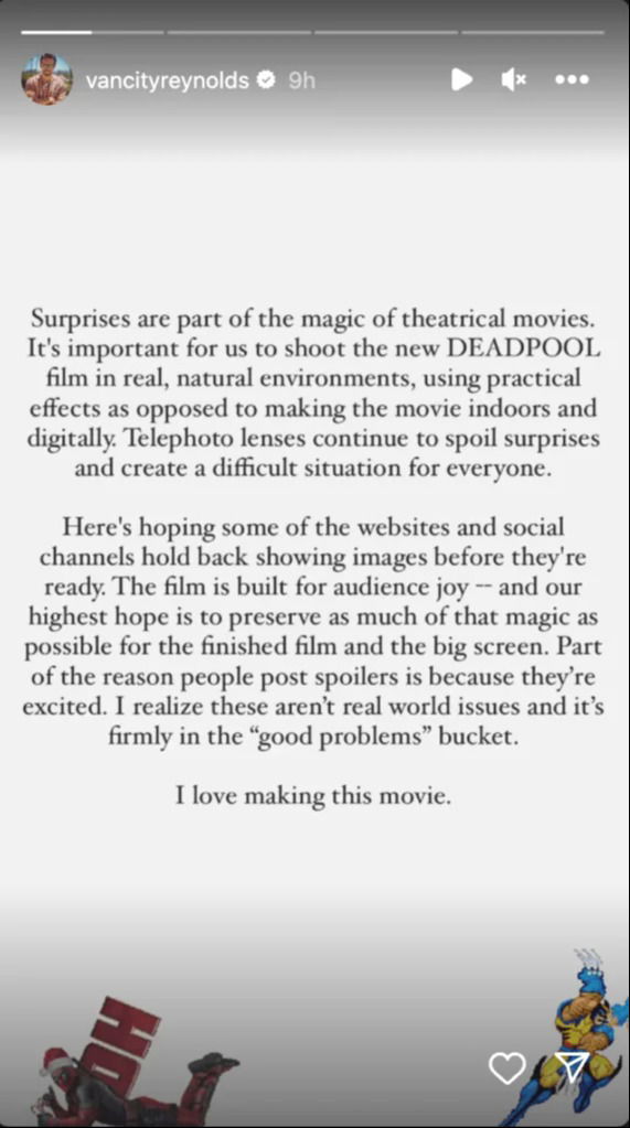 Schermafbeelding Instagram-story @vancityreynolds