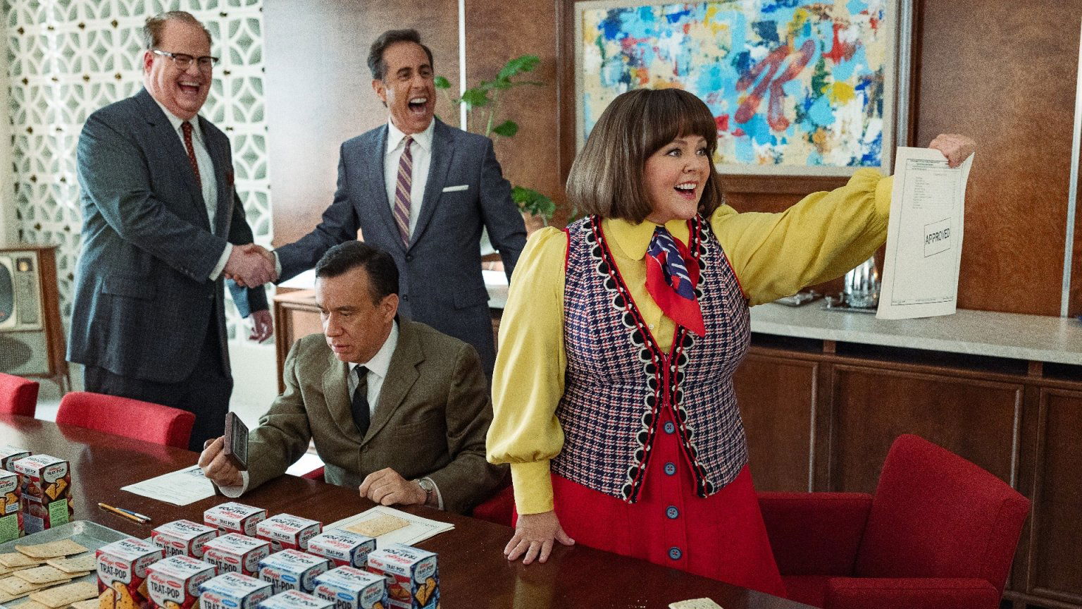 Eerste beelden onthuld van Jerry Seinfelds Netflix-komediefilm 'Unfrosted: The Pop-Tart Story'
