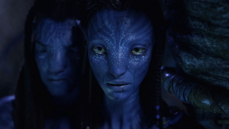 Jake (Sam Worthington) en Neytiri (Zoe Saldaña) in 'Avatar: Fire and Ash', afbeelding via TMDb
